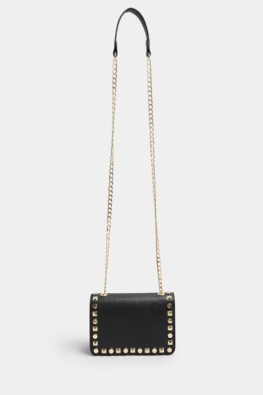 Evans Yours Black Faux Leather Stud Detail Cross Body Bag