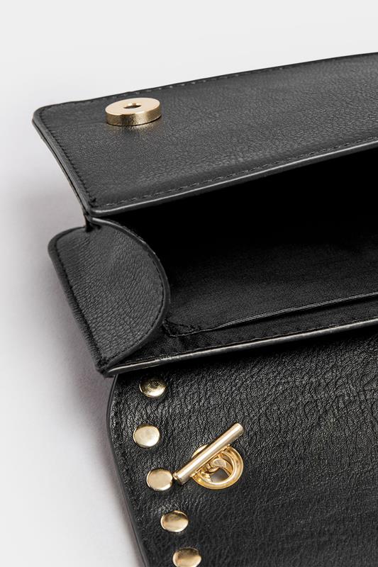 Evans Yours Black Faux Leather Stud Detail Cross Body Bag