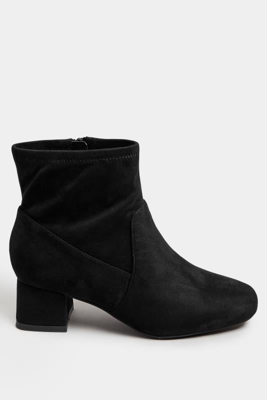 Evans Yours Black Faux Suede Block Heel Boots In Extra Wide EEE Fit