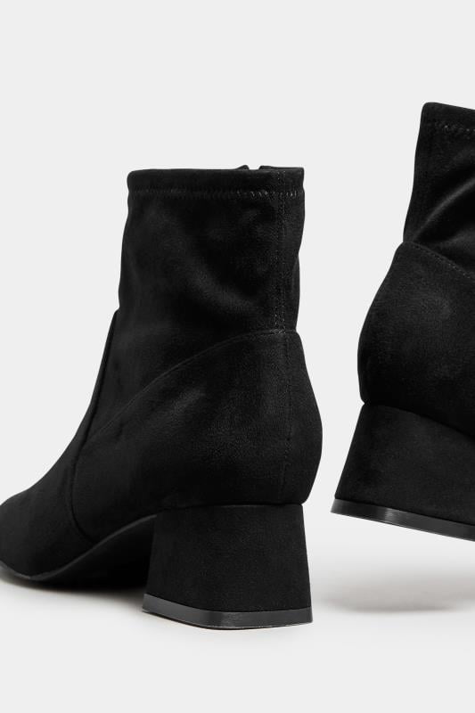 Evans Yours Black Faux Suede Block Heel Boots In Extra Wide EEE Fit