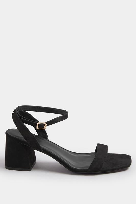 Evans Yours Black Faux Suede Block Heel Sandals In Extra Wide EEE Fit