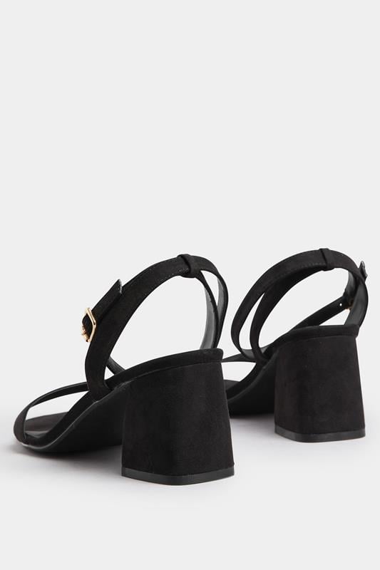 Evans Yours Black Faux Suede Block Heel Sandals In Extra Wide EEE Fit