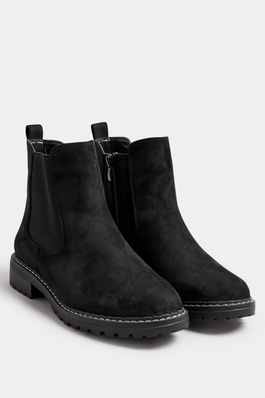 Evans Yours Black Faux Suede Chelsea Boots In Wide E & Extra Wide EEE Fit