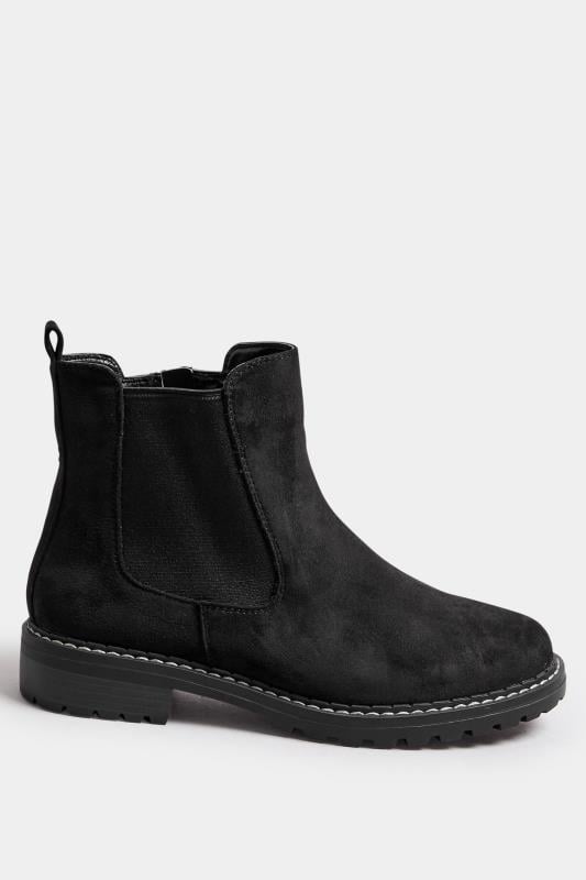 Evans Yours Black Faux Suede Chelsea Boots In Wide E & Extra Wide EEE Fit