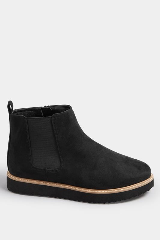 Evans Yours Black Faux Suede Contrast Trim Chelsea Boots In Extra Wide EEE Fit