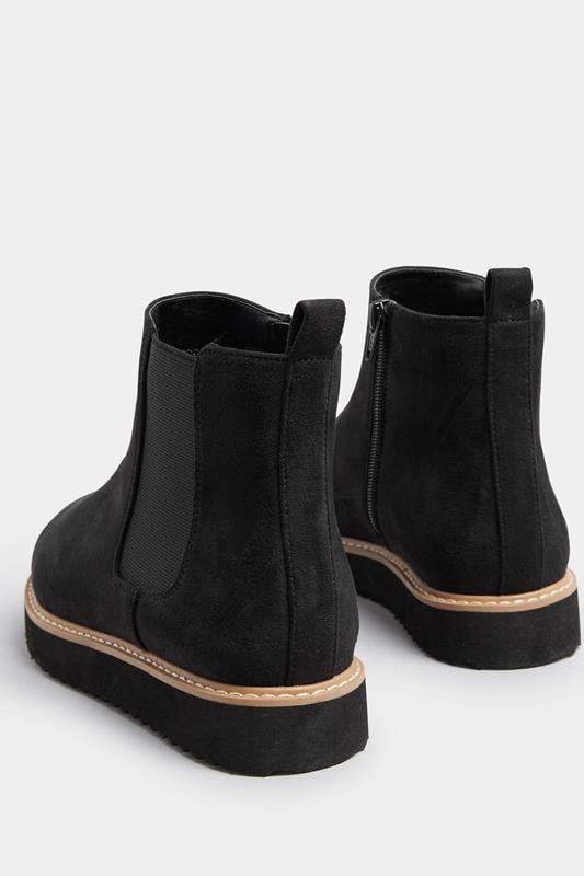 Evans Yours Black Faux Suede Contrast Trim Chelsea Boots In Extra Wide EEE Fit