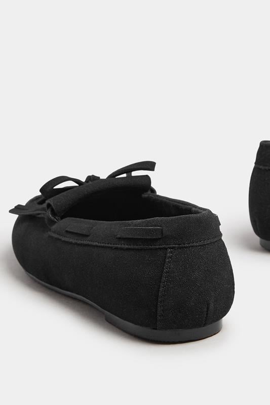 Evans Yours Black Faux Suede Fringe Loafers In Extra Wide EEE Fit