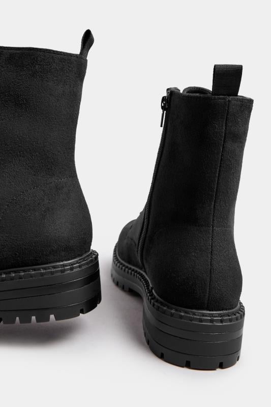 Evans Yours Black Faux Suede Lace Up Boots In Wide E Fit