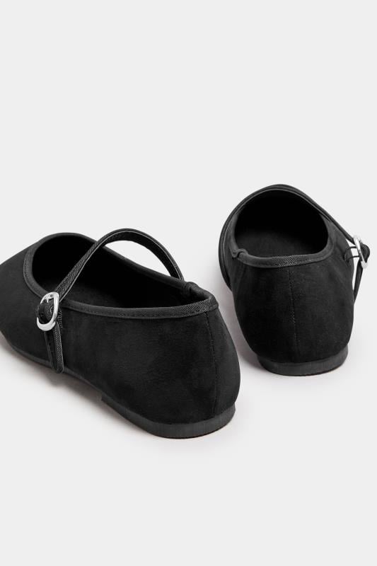 Evans Yours Black Faux Suede Mary Jane Ballerina Pumps In Extra Wide EEE Fit
