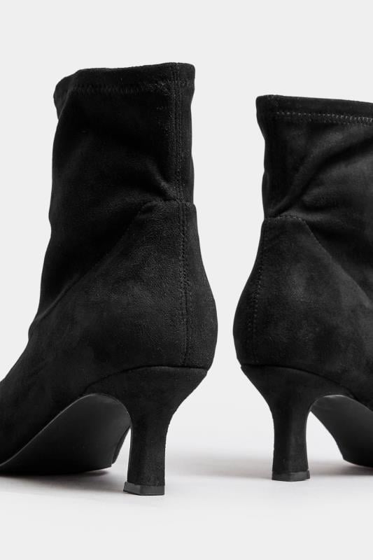 Evans Yours Black Faux Suede Point Heeled Ankle Boots In Extra Wide EEE Fit