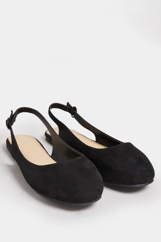 Evans Yours Black Faux Suede Slingback Pumps In Extra Wide EEE Fit
