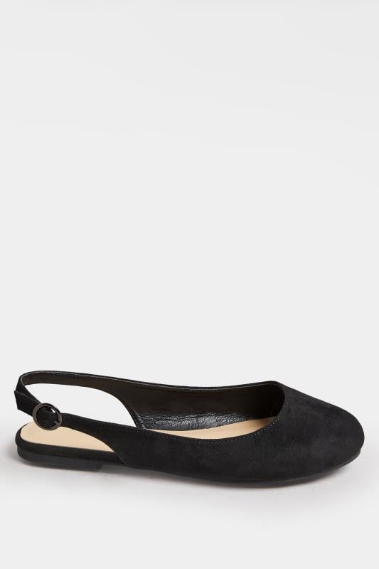 Evans Yours Black Faux Suede Slingback Pumps In Extra Wide EEE Fit