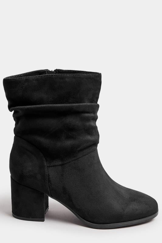 Evans Yours Black Faux Suede Slouch Ankle Boots In Wide E Fit & Extra Wide EEE Fit