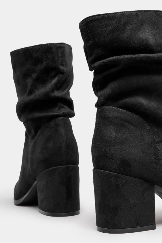 Evans Yours Black Faux Suede Slouch Ankle Boots In Wide E Fit & Extra Wide EEE Fit