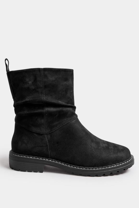 Evans Yours Black Faux Suede Slouch Boots In Extra Wide EEE Fit
