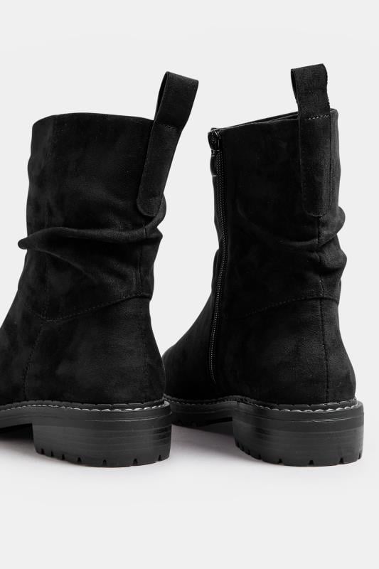Evans Yours Black Faux Suede Slouch Boots In Extra Wide EEE Fit
