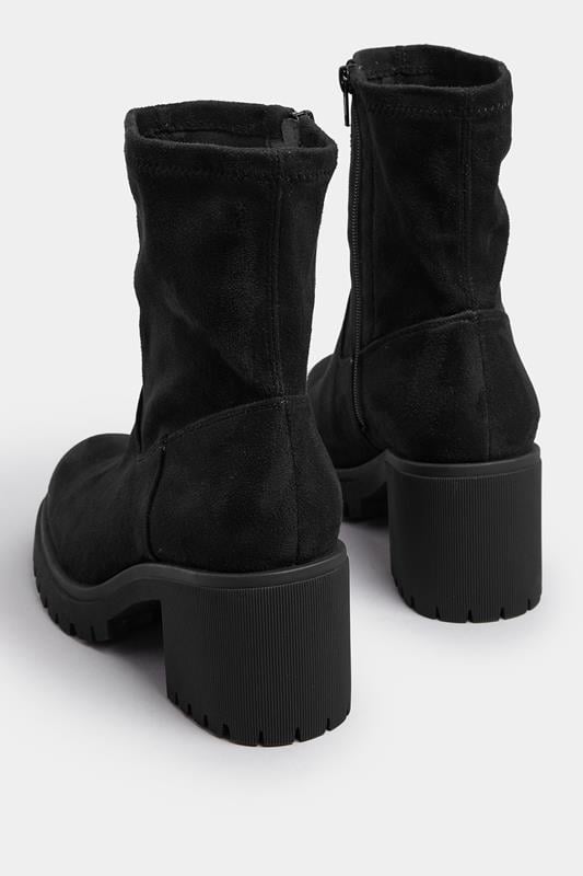 Evans Yours Black Faux Suede Stretch Sock Boots In Extra Wide EEE Fit