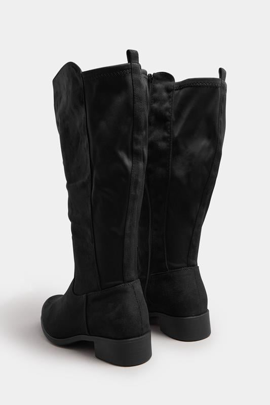 Evans Yours Black Faux Suede Wide Calf Knee High Boots In Extra Wide EEE Fit