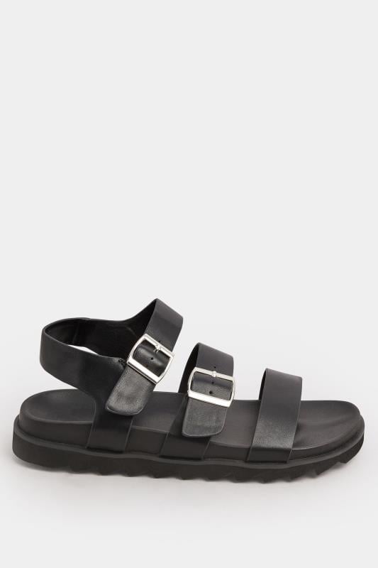 Evans YOURS Black Footbed Buckle Sandals In Extra Wide EEE Fit