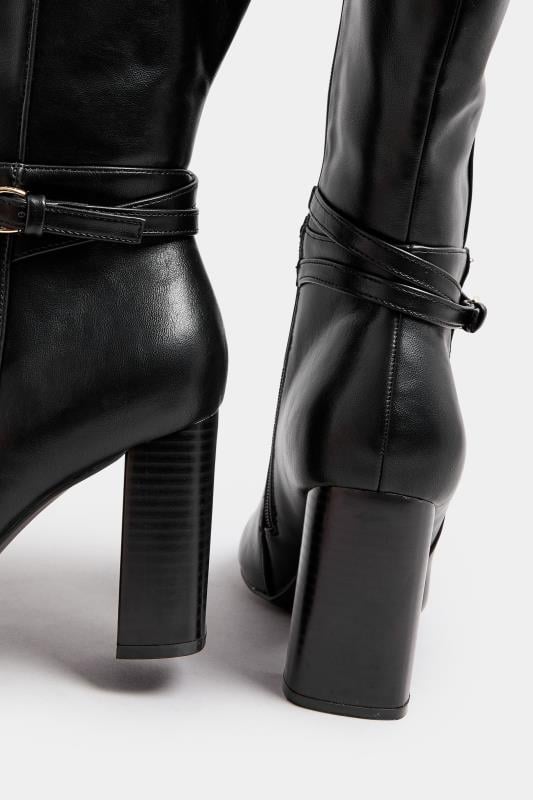 Evans Yours Black Heeled Knee High Boot In Wide E Fit & Extra Wide EEE Fit