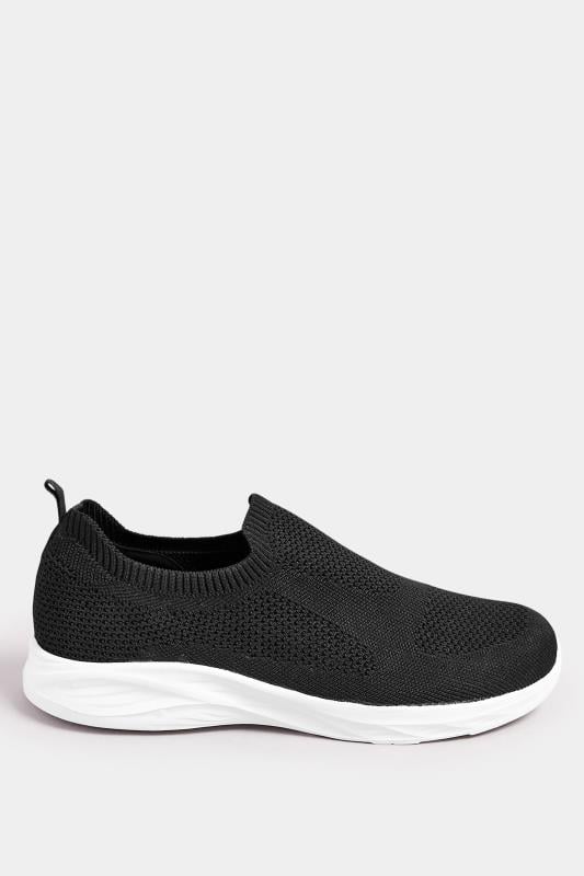 Evans Yours Black Knitted Slip On Trainers In Extra Wide EEE Fit