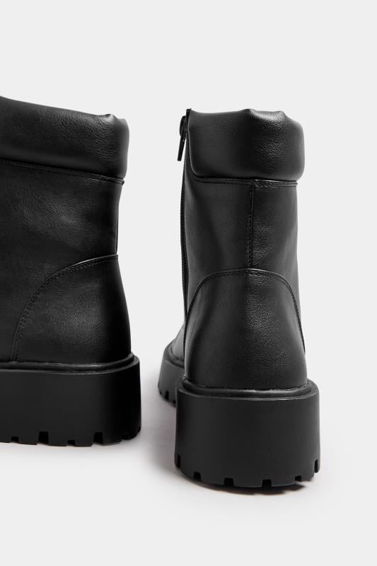 Evans Yours Black Lace Up Chunky Boots In Wide E Fit & Extra Wide EEE Fit