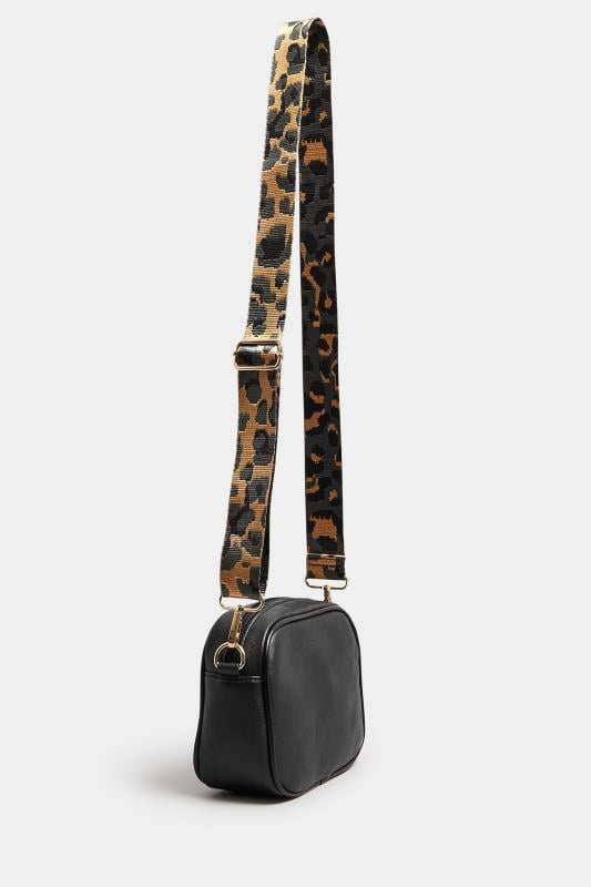 Evans Yours Black Leopard Print Strap Cross Body Bag