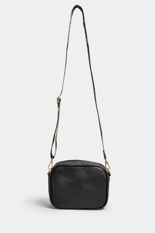 Evans Yours Black Leopard Print Strap Cross Body Bag