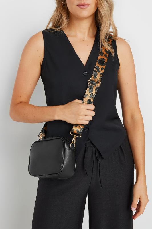 evans Yours Black Leopard Print Strap Cross Body Bag