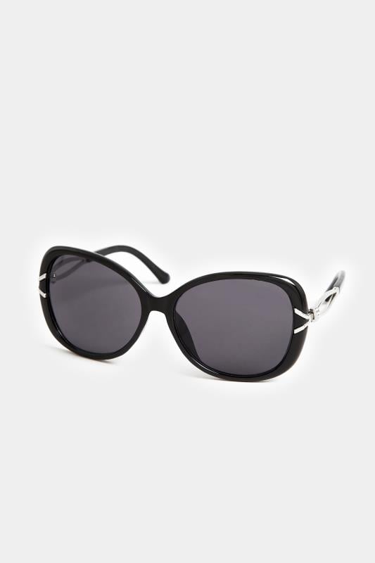 Evans Yours Black Oversized Diamante Knot Sunglasses
