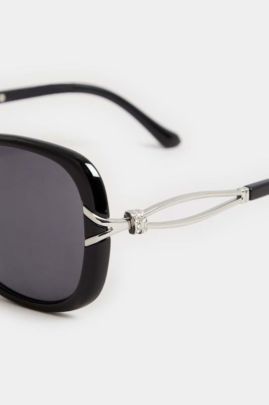 Evans Yours Black Oversized Diamante Knot Sunglasses