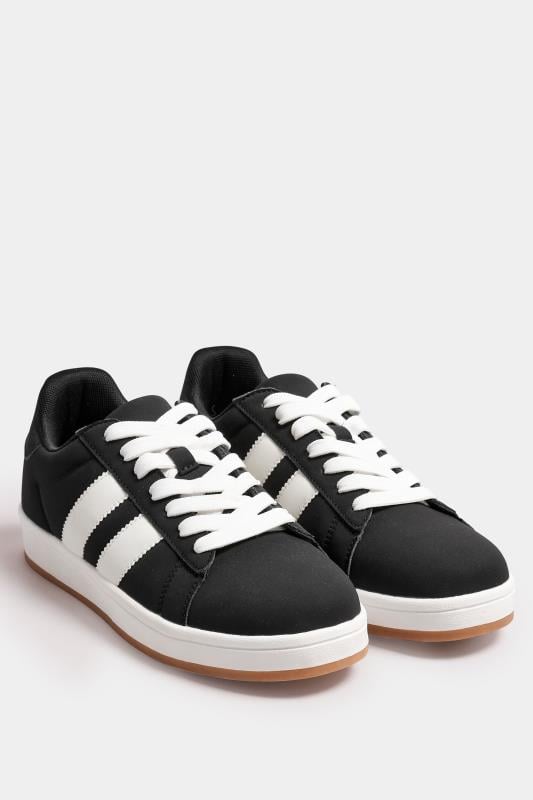 Evans Yours Black Padded Lace Up Trainers In Wide E Fit