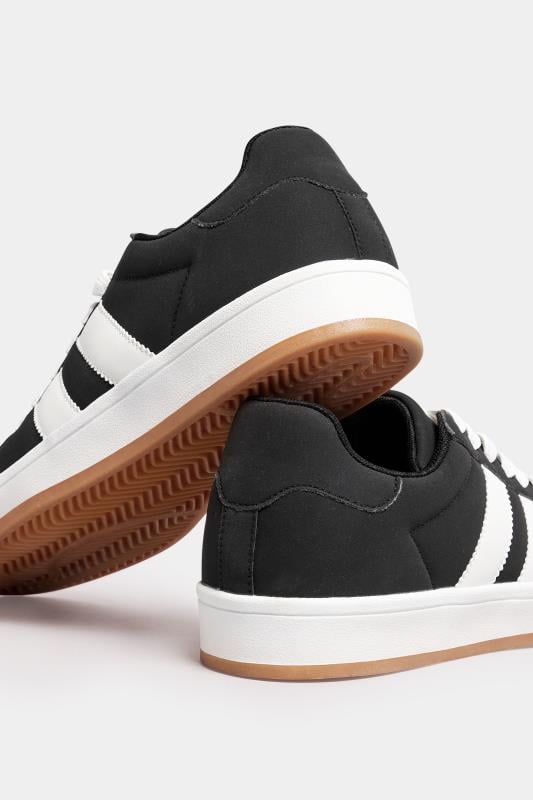 Evans Yours Black Padded Lace Up Trainers In Wide E Fit