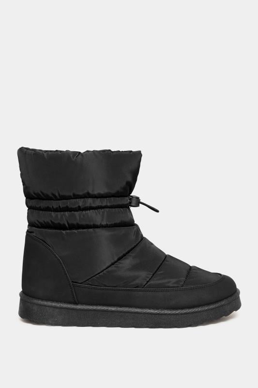 Evans Yours Black Padded Snow Boots In Extra Wide EEE Fit