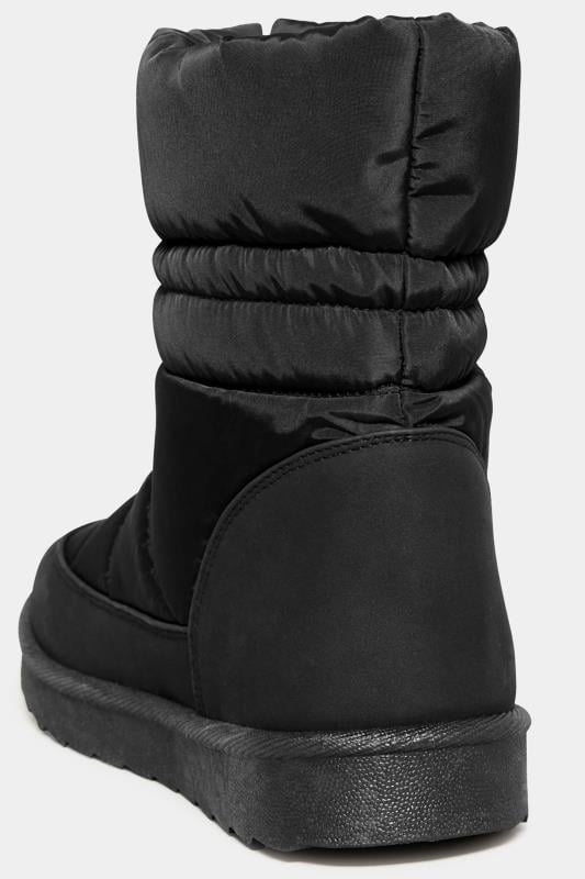 Evans Yours Black Padded Snow Boots In Extra Wide EEE Fit