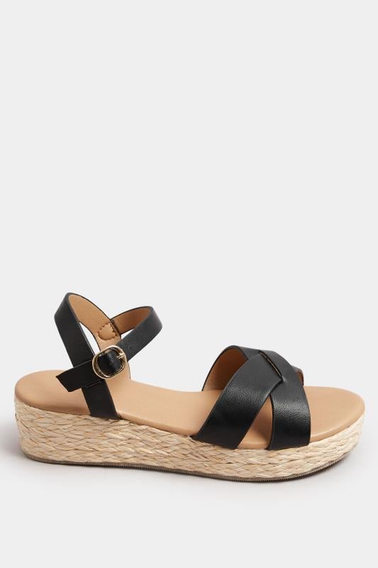 Evans Yours Black Platform Espadrille Wedge Sandals In Wide E Fit & Extra Wide EEE Fit