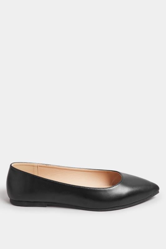 Evans Yours Black Pointed Ballerina Pumps In Extra Wide EEE Fit