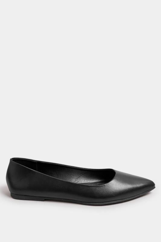 Evans Yours Black Pointed Ballet Pumps In Wide E & Extra Wide EEE Fit