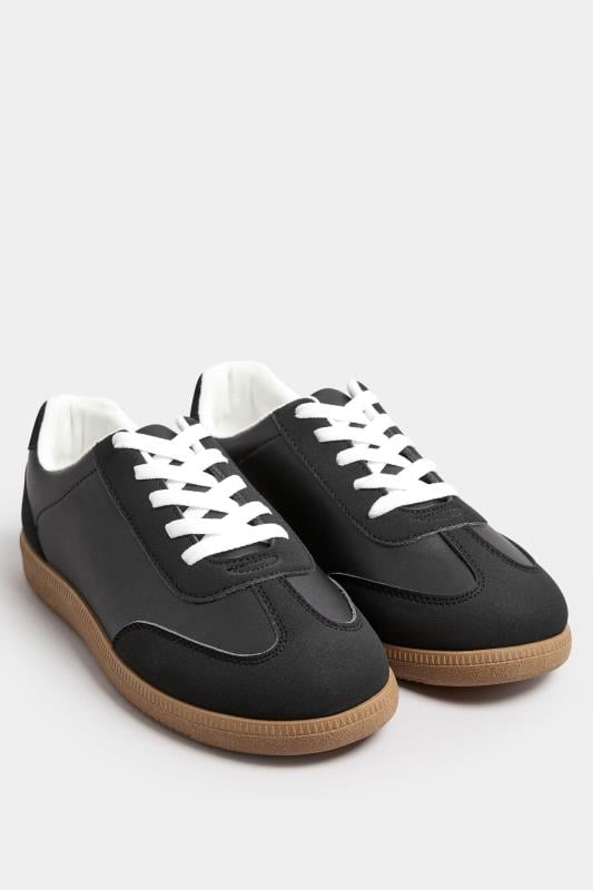 Evans Yours Black Retro Gum Sole Trainers In Extra Wide EEE Fit
