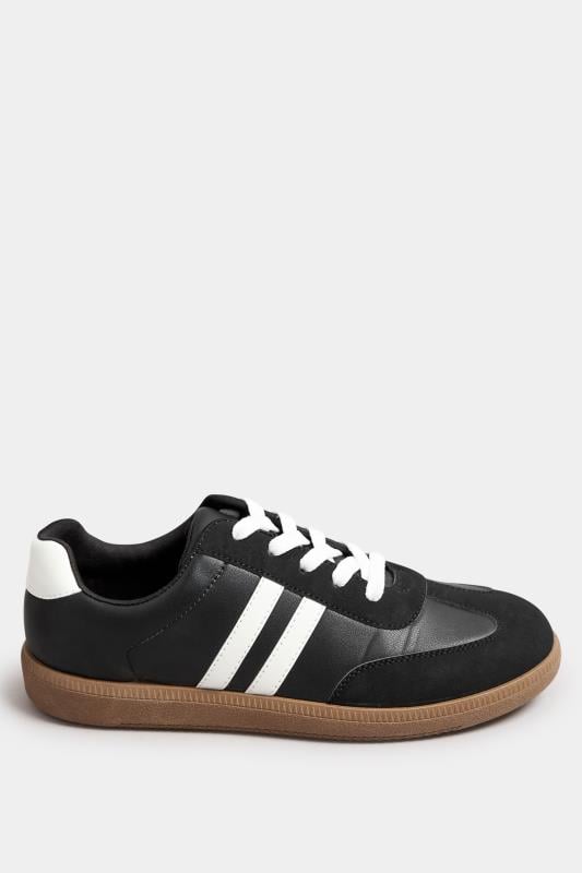 Evans Yours Black Retro Stripe Trainers In Extra Wide EEE Fit