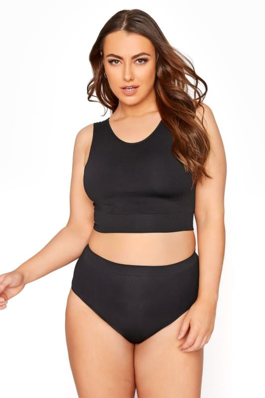 Evans YOURS Black Seamless Longline Padded Bralette Top