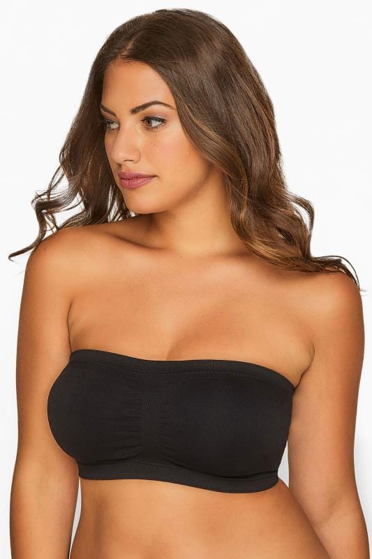 Evans YOURS Black Seamless Padded Non-Wired Bandeau Bra