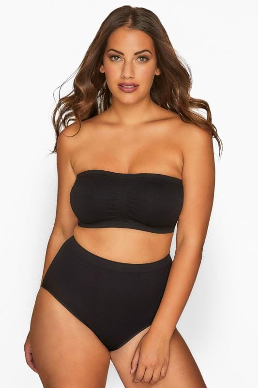 evans YOURS Black Seamless Padded Non-Wired Bandeau Bra