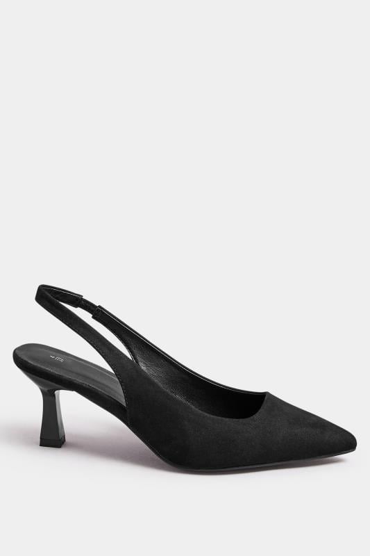 Evans Yours Black Slingback Kitten Heels In Wide E & Extra Wide EEE Fit