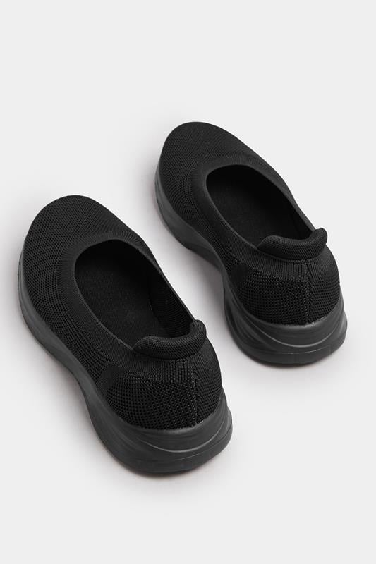 Evans Yours Black Slip On Knit Trainers In Extra Wide EEE Fit