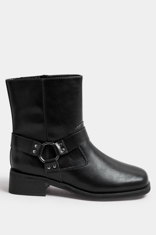 Evans Yours Black Square Toe Biker Boots In Extra Wide EEE Fit