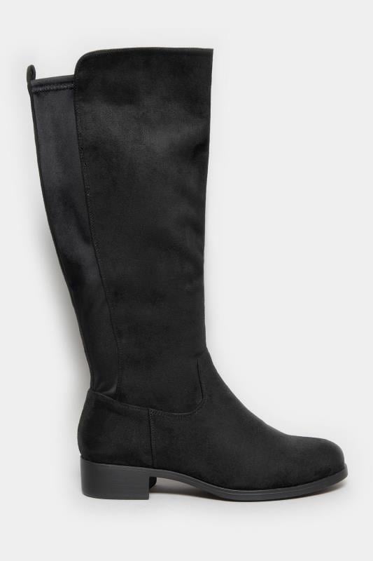 Evans Yours Black Stretch Knee High Boots In Wide E Fit & Extra Wide EEE Fit
