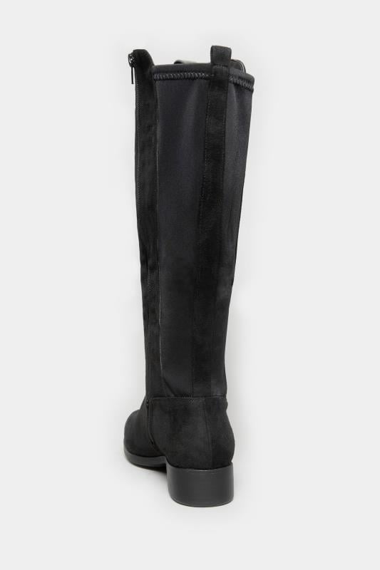 Evans Yours Black Stretch Knee High Boots In Wide E Fit & Extra Wide EEE Fit