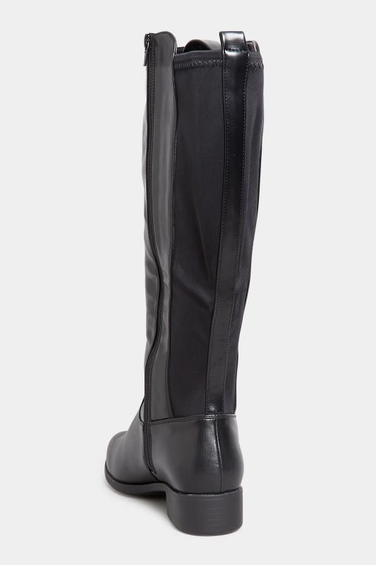 Evans Yours Black Stretch Knee High Boots In Wide E Fit & Extra Wide EEE Fit