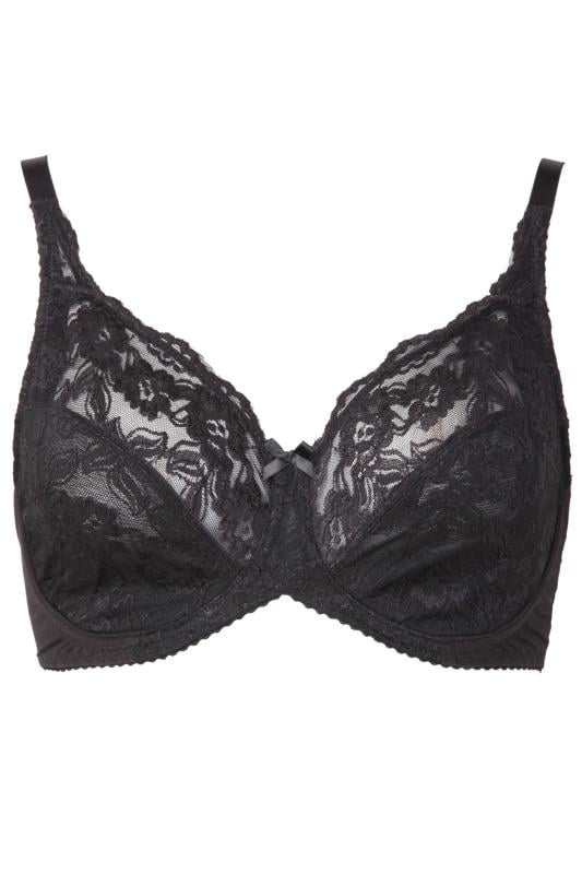 Evans YOURS Black Stretch Lace Non-Padded Underwired Balcony Bra
